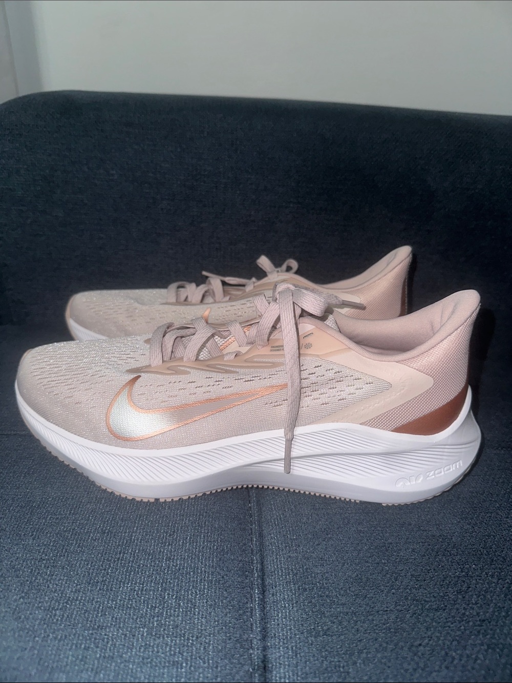 Nike Zoom Women’s Running Shoes - Light Pink with Rose Gold Swoosh
